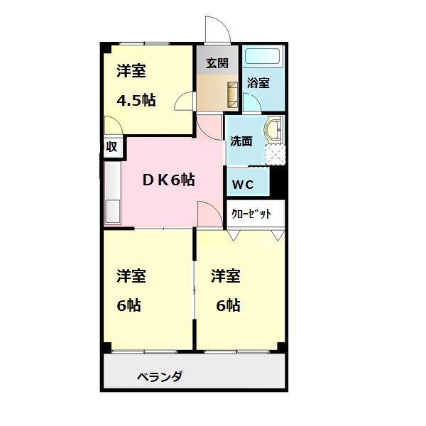 リンピア水主町(3DK/4階)の間取り写真