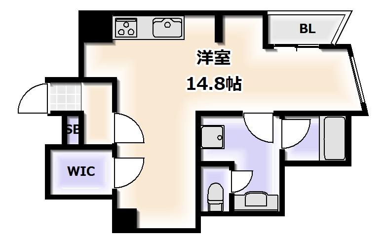 アリビオ上本町(ワンルーム/6階)の間取り写真