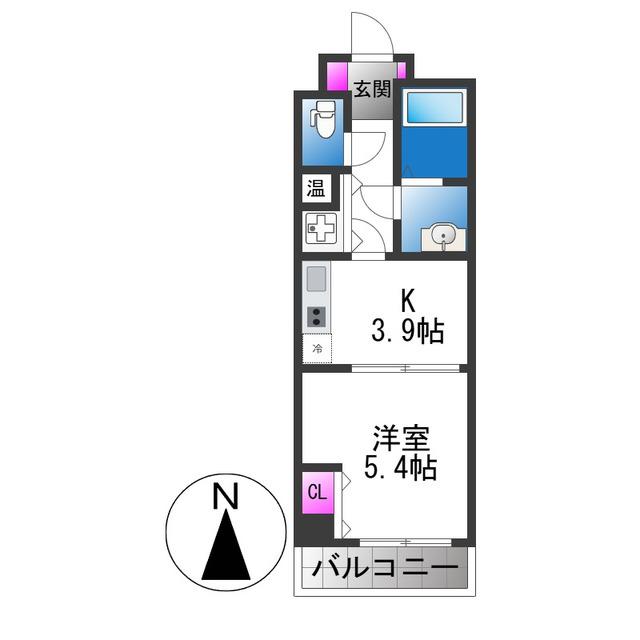 アウラ新深江(1K/8階)の間取り写真