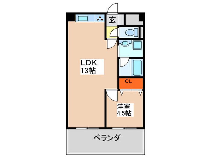 カーサタナカ(1LDK/5階)の間取り写真