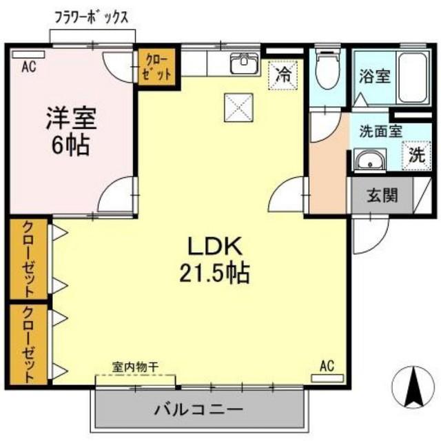 セジュール薬師寺(1LDK/1階)の間取り写真
