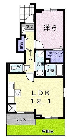 ブリーゼII(1LDK/1階)の間取り写真