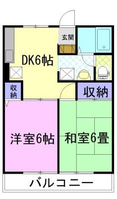 フレンド宝木A(2DK/2階)の間取り写真