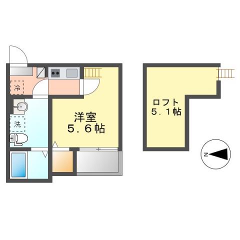 インフィニティーエル(1SK/2階)の間取り写真