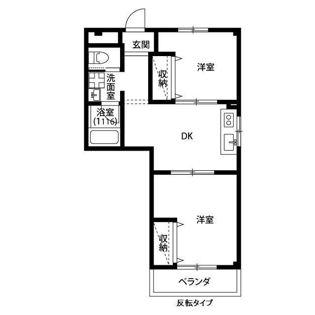 グランド東大宮(2DK/1階)の間取り写真