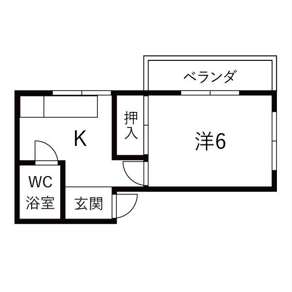 向陽ハイツ青山(1K/3階)の間取り写真
