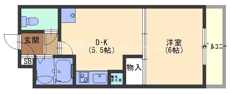 アーバンヨシダII(1DK/4階)の間取り写真