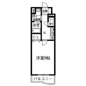 グランデュール(1K/4階)の間取り写真
