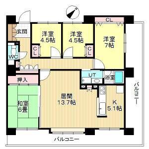 ヴェルドミール桑園壱番館(4LDK/3階)の間取り写真