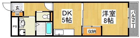 リッツなかもず(1DK/1階)の間取り写真