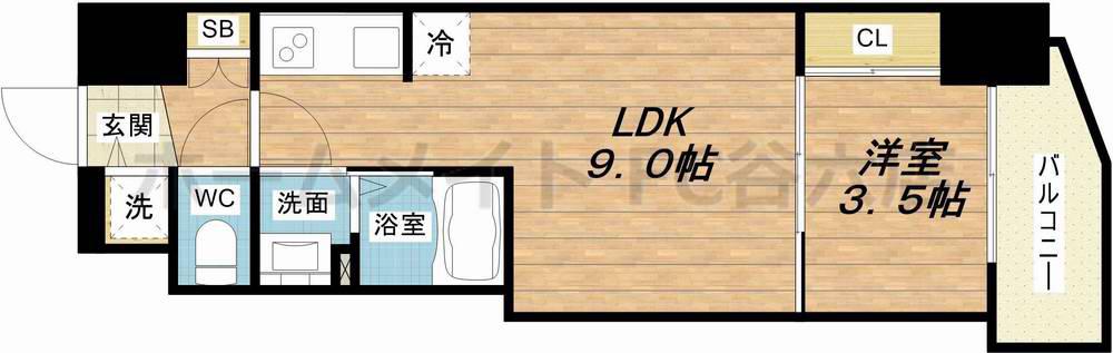 スワンズシティ谷町ブリエ(1LDK/14階)の間取り写真