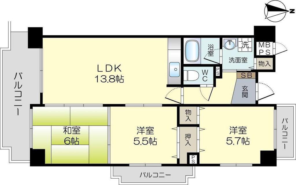 ヴァーサ21(3LDK/2階)の間取り写真