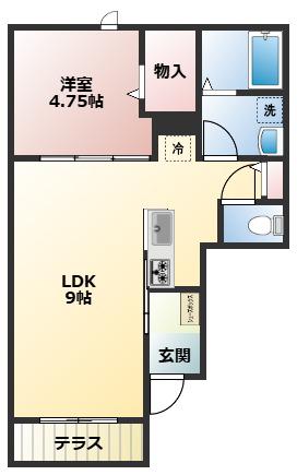 ナーシサス・コート大倉山A棟(1LDK/1階)の間取り写真