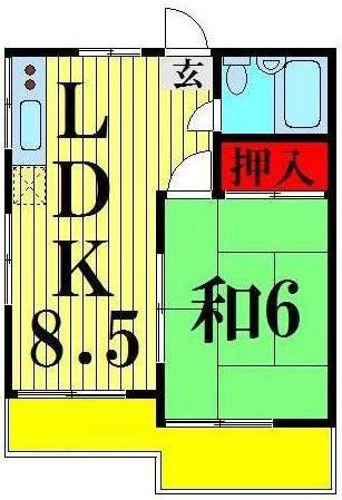 サンハイツロコ(1LDK/2階)の間取り写真