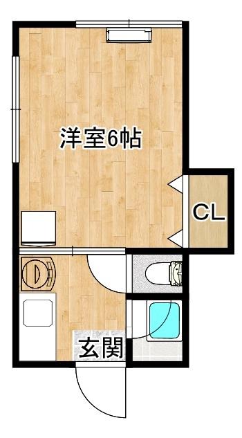 若葉ハイツB(1K/1階)の間取り写真