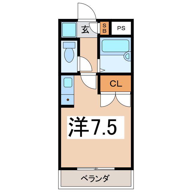 ACCLIMATE(ワンルーム/1階)の間取り写真