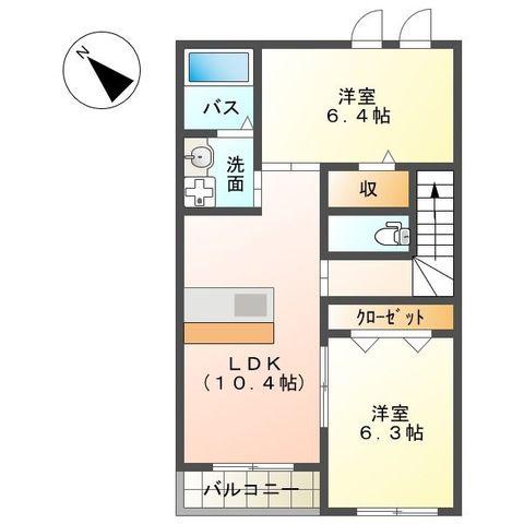 グランシャリオ(2LDK/2階)の間取り写真