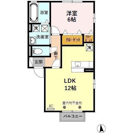 プロヴァンス高尾台 A(1LDK/1階)の間取り写真