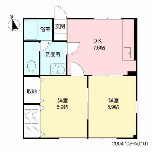 テラスハウスA1(2DK/1階)の間取り写真