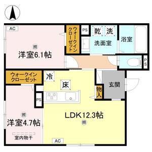 RETORIA瓦口ウエスト(2LDK/3階)の間取り写真