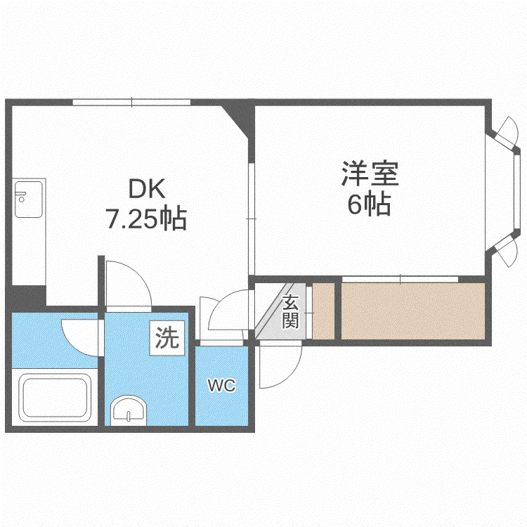 クレスト46(1DK/2階)の間取り写真