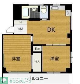 シャトーサンケイ(2DK/4階)の間取り写真