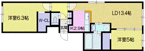 厚別中央2-4MS(2LDK/1階)の間取り写真
