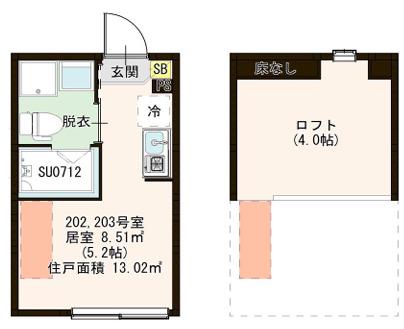 KUBO小岩(ワンルーム/2階)の間取り写真
