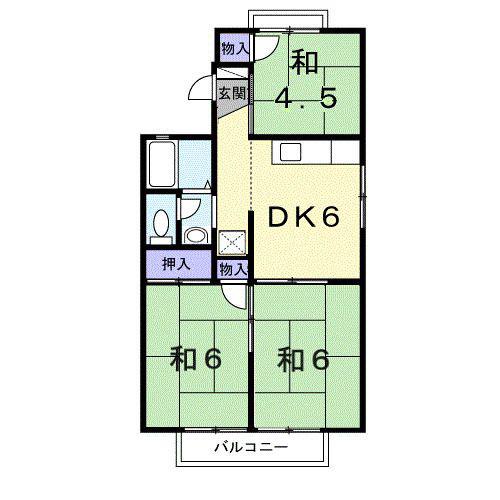 セジュールあきらII(3DK/2階)の間取り写真