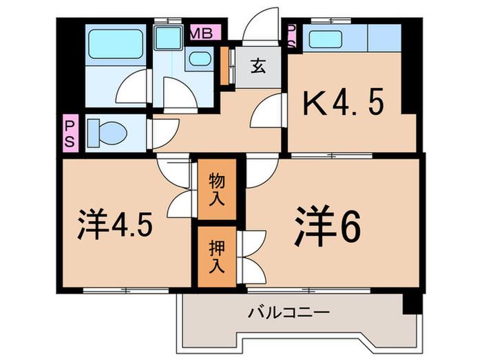 ブリッジ高津(2K/2階)の間取り写真