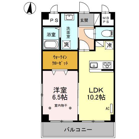 CREA元今泉(1LDK/8階)の間取り写真