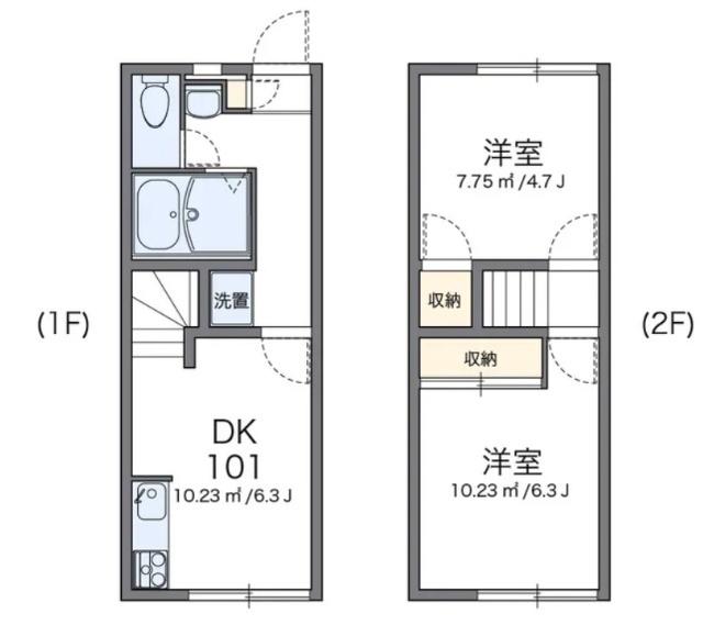 レオパレスURBAN-HILLS(2DK/1階)の間取り写真