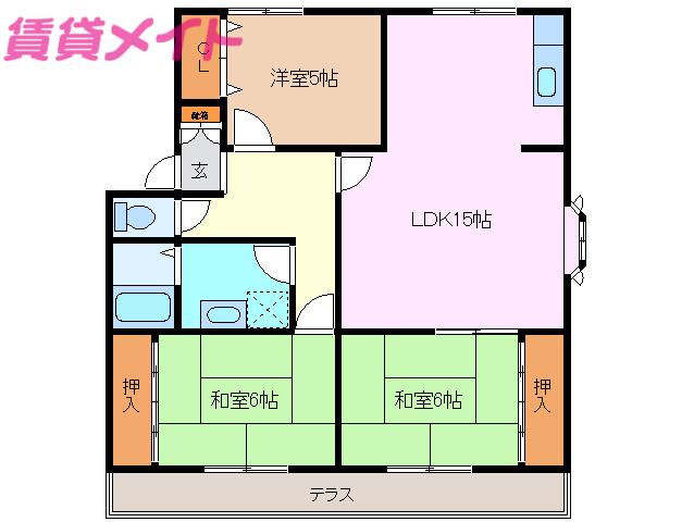 エポックエゲII(3LDK/1階)の間取り写真