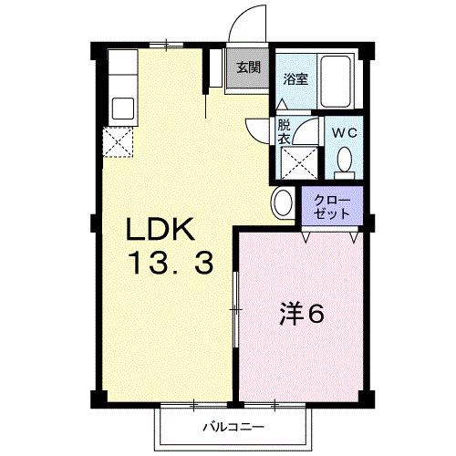 ロッジカントリー(1LDK/2階)の間取り写真