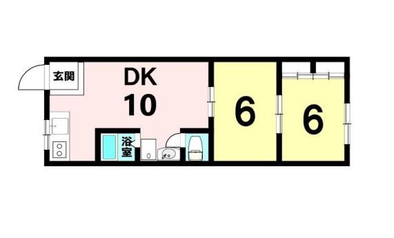 ハイツ南(2DK/2階)の間取り写真