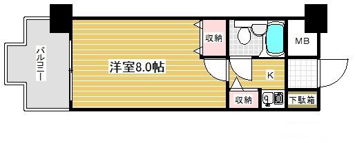 ライオンズマンション神戸西橘通(1K/1階)の間取り写真