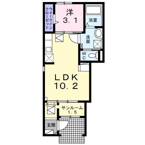 レコンフォール・K(1LDK/1階)の間取り写真