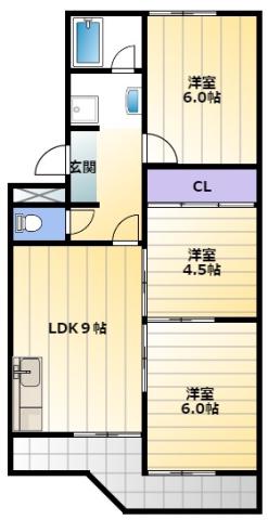ICコーポ彦尾(3LDK/1階)の間取り写真