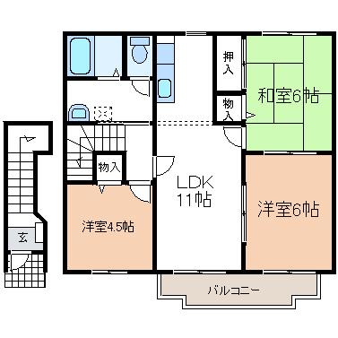 セントレージ横山(3LDK/2階)の間取り写真