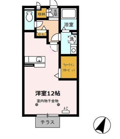 エタナリエ(ワンルーム/1階)の間取り写真
