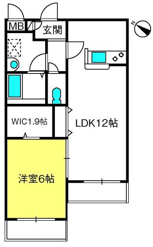 グランドールヒルズ(1LDK/2階)の間取り写真