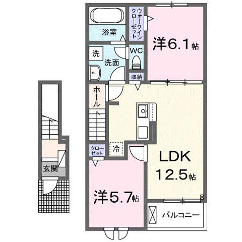 ソレイユカヤノVI(2LDK/2階)の間取り写真