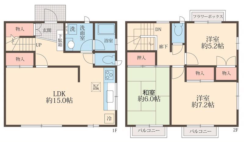 渋谷区上原2丁目メゾネット(3LDK/1階)の間取り写真