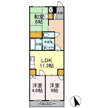 リバーコーポ(3LDK/3階)の間取り写真