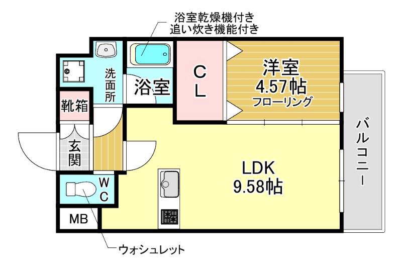 プレジオ塚本ASIAN(1LDK/4階)の間取り写真
