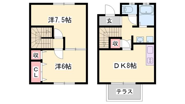 ハイツ光緑が丘(2DK/1階)の間取り写真