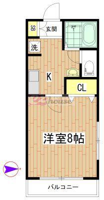 ガーデンヴィラ新中野(1K/2階)の間取り写真