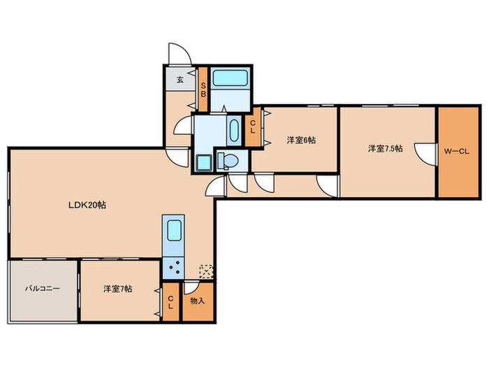 THE UNDERZ SUITE RESIDENCE(3LDK/3階)の間取り写真