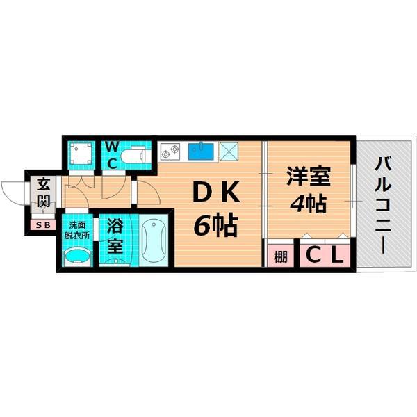 プレジオ城東中央(1DK/4階)の間取り写真