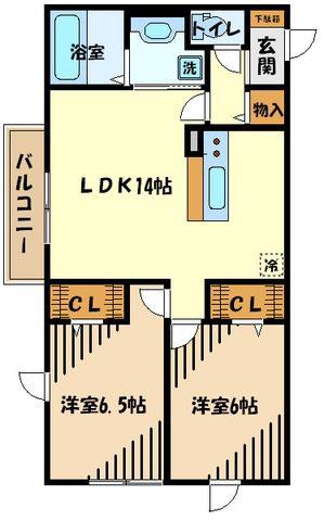 ブリリアンス(2LDK/3階)の間取り写真